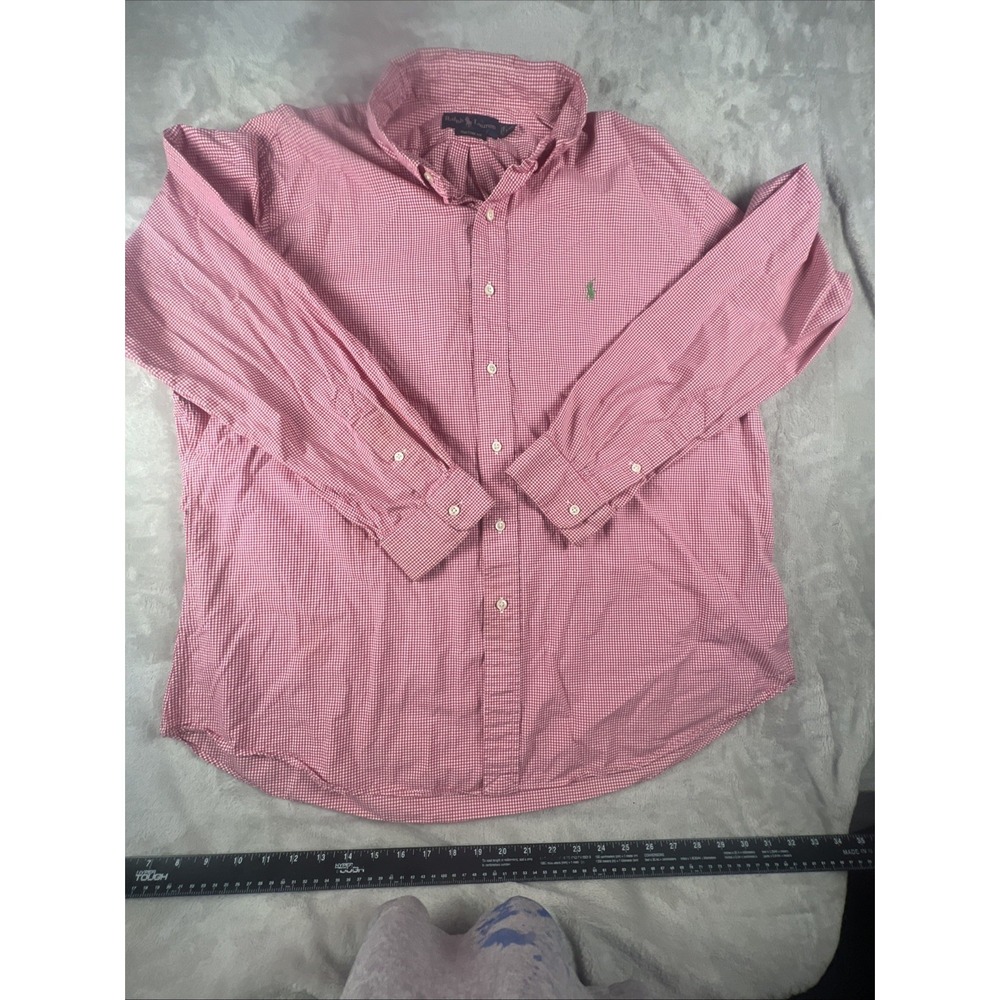 RALPH LAUREN Custom Fit Red And White Gingham Button‎ Down Shirt  Size XXL